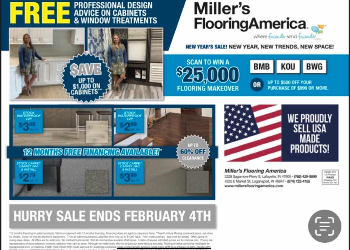 Flooring and Carpet at Miller's Flooring America in Logansport, IN